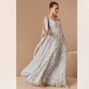 BHLDN Sachin & Babi Clara Maxi Dress Blue Floral Bow